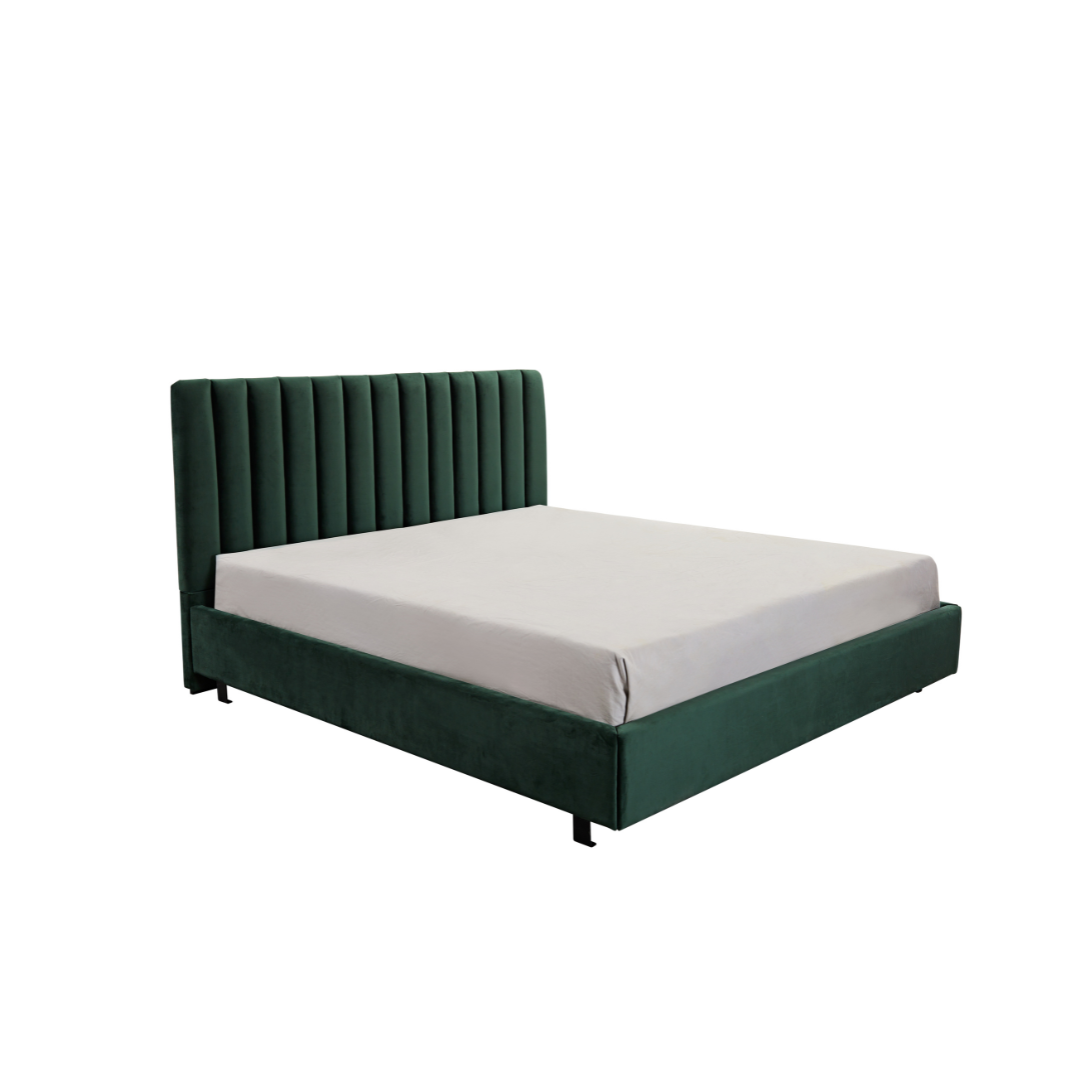 Paddington Vertical Panelled Bed - Green Velvet BUBULAND HOME