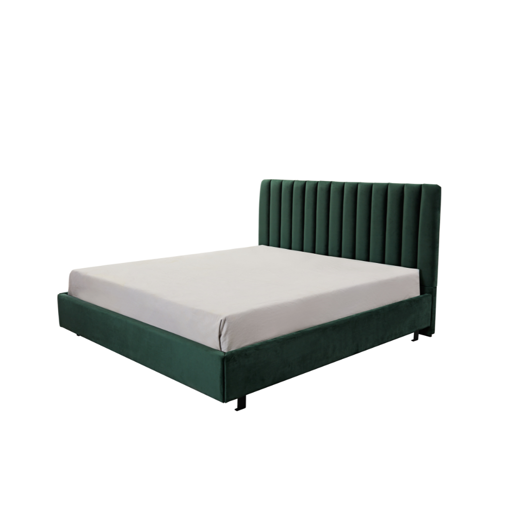 Paddington Vertical Panelled Bed - Green Velvet BUBULAND HOME