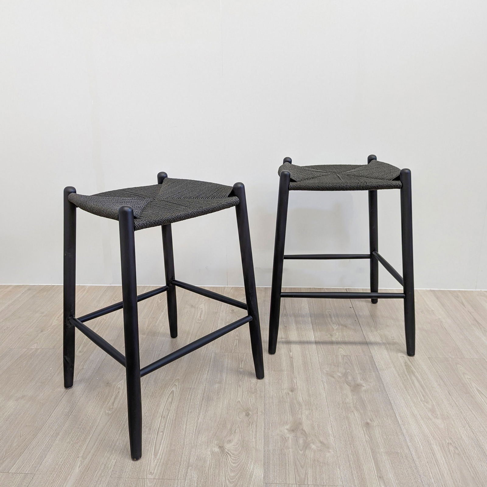 Rattan Stackable Bar Stool Black Set of Bubuland Home