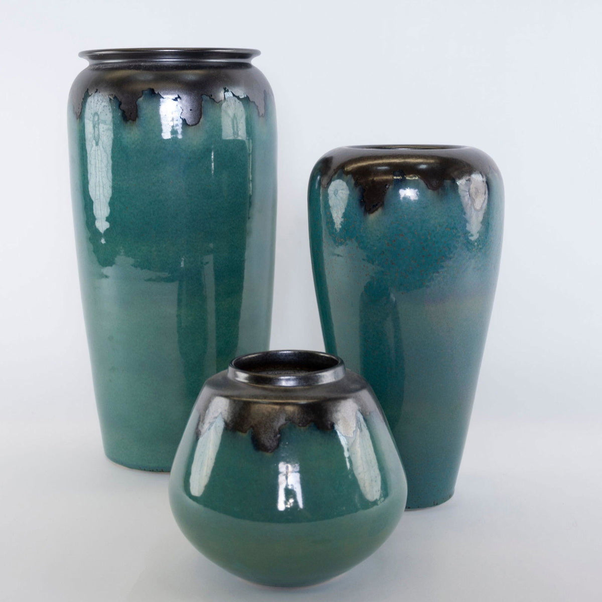 Shades of Jade Series Ceramic Vases and Pots - vases 01 17 cm H x 18 cm W BUBULAND HOME