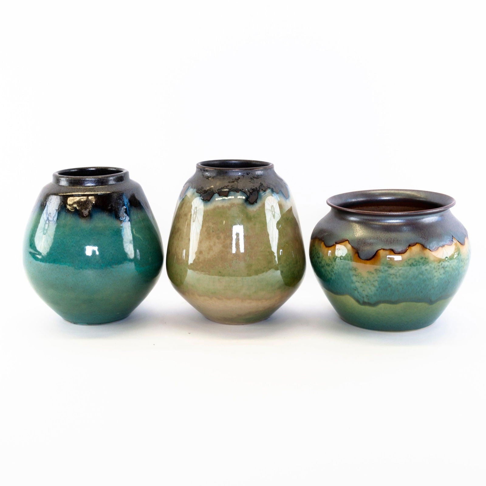 Shades of Jade Series Ceramic Vases and Pots - vases 01 17 cm H x 18 cm W BUBULAND HOME