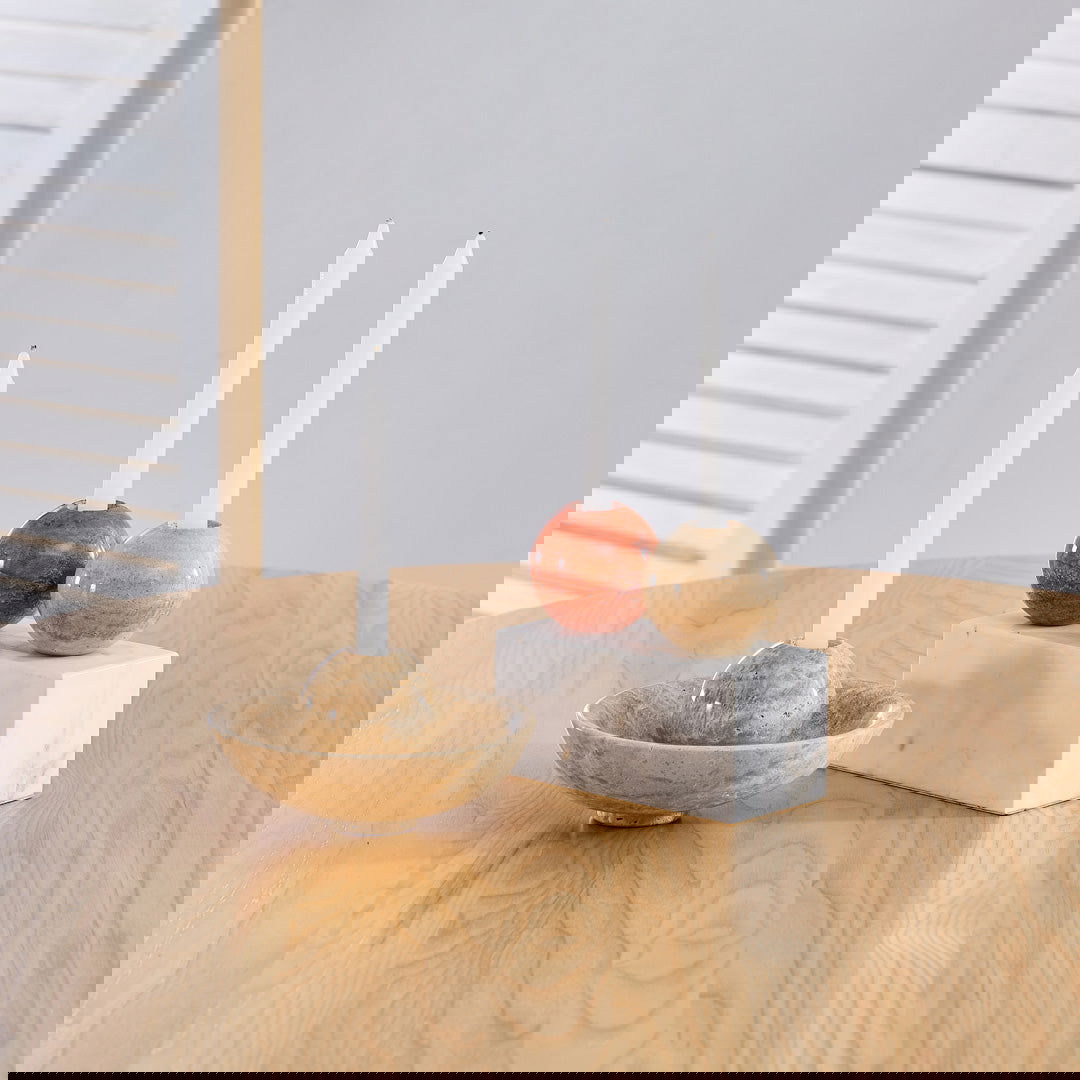 Sphere Travertine Candle Holder - Homewares Sand BUBULAND HOME