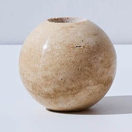 Sphere Travertine Candle Holder - Homewares Sand BUBULAND HOME