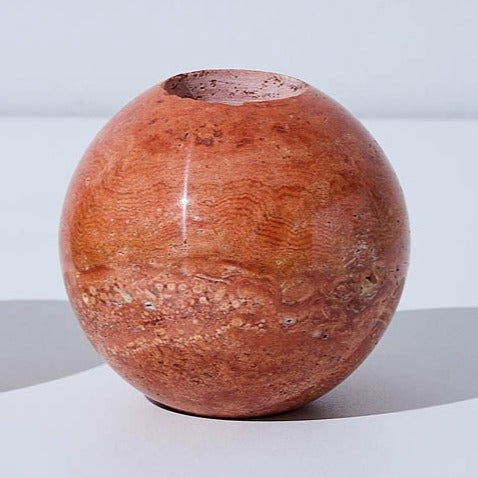 Sphere Travertine Candle Holder - Homewares Sand BUBULAND HOME