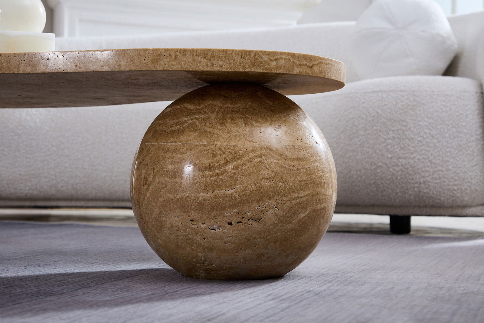 Sphere Travertine Coffee Table - Coffee Tables Travertine BUBULAND HOME