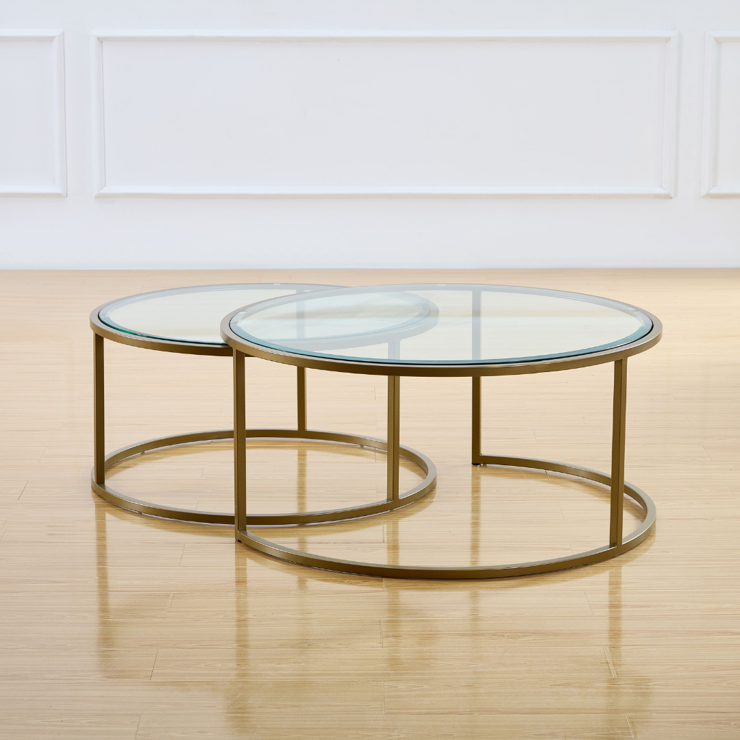 Stella Glass & Brass Nesting Coffee Table - Coffee Tables Default Title BUBULAND HOME