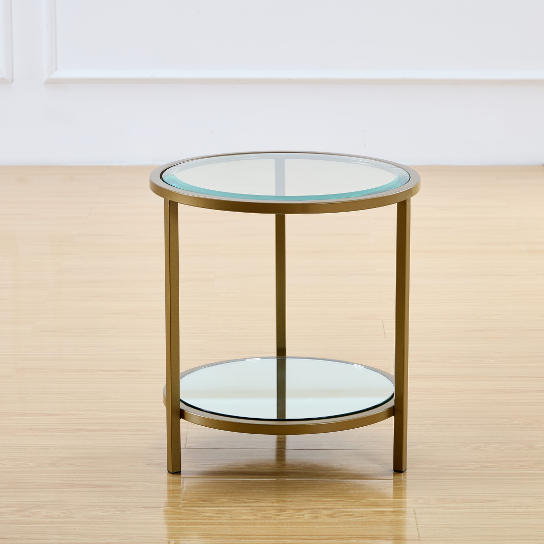 Stella Glass & Brass Side Table - End Tables Default Title BUBULAND HOME