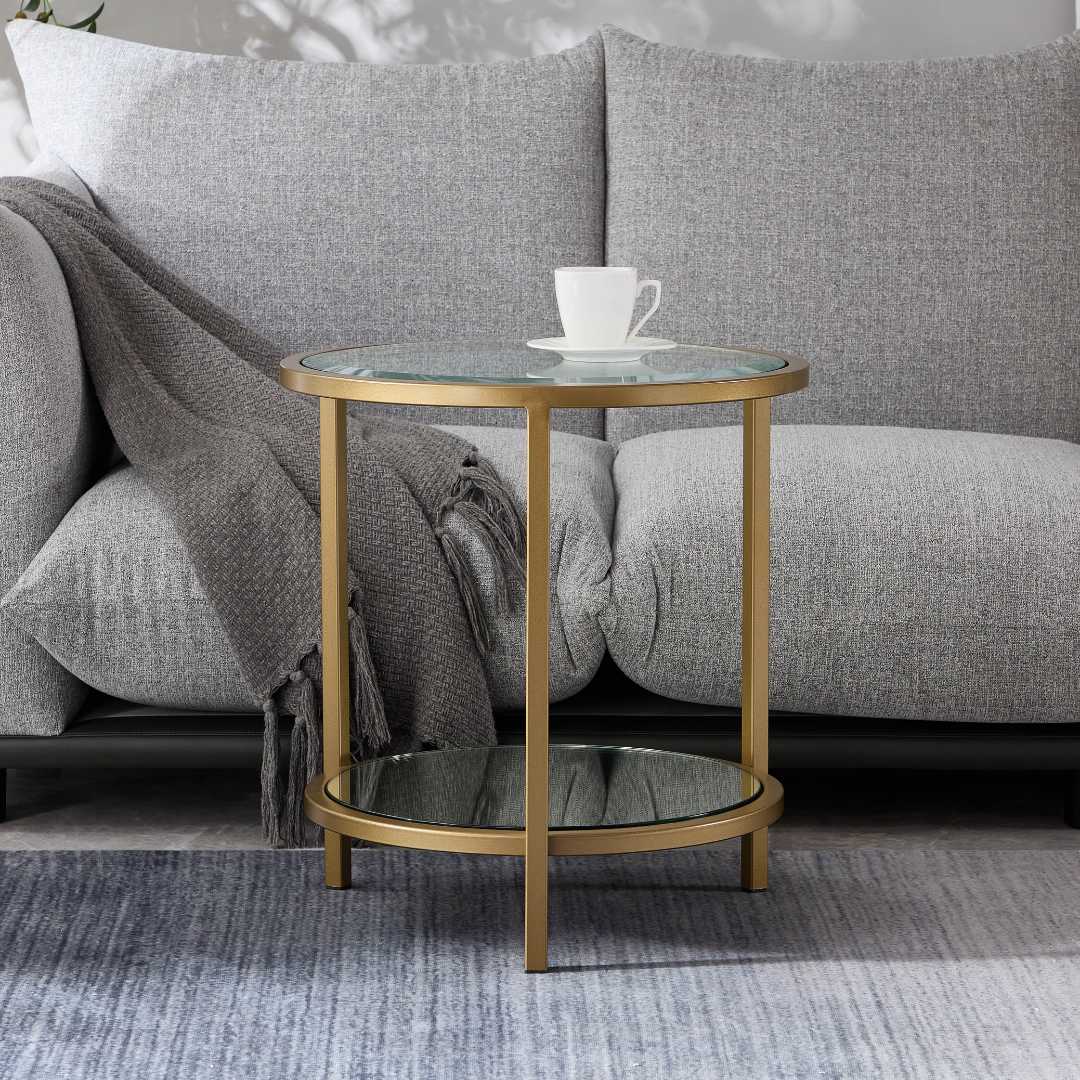 Stella Glass & Brass Side Table - End Tables Default Title BUBULAND HOME