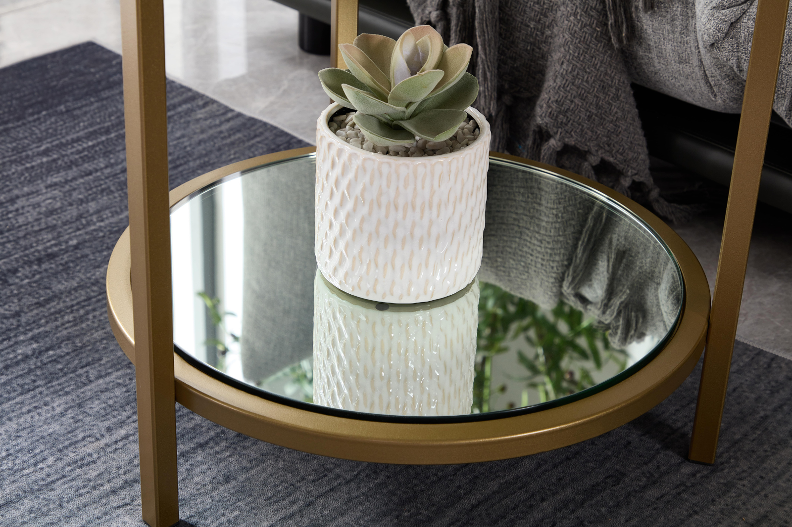 Stella Glass & Brass Side Table - End Tables Default Title BUBULAND HOME