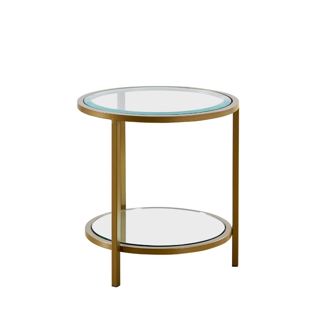 Stella Glass & Brass Side Table - End Tables Default Title BUBULAND HOME