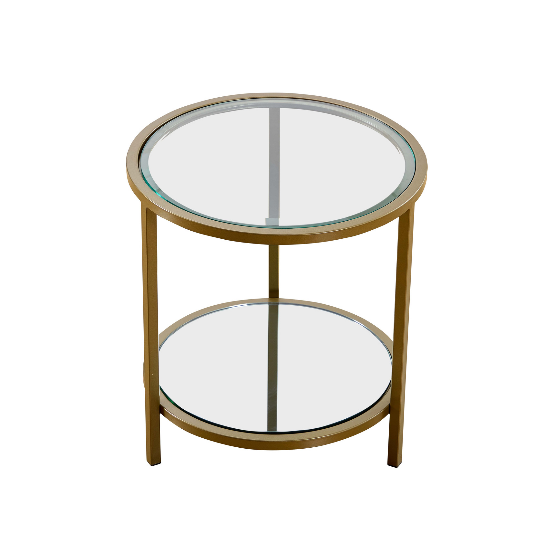 Stella Glass & Brass Side Table - End Tables Default Title BUBULAND HOME