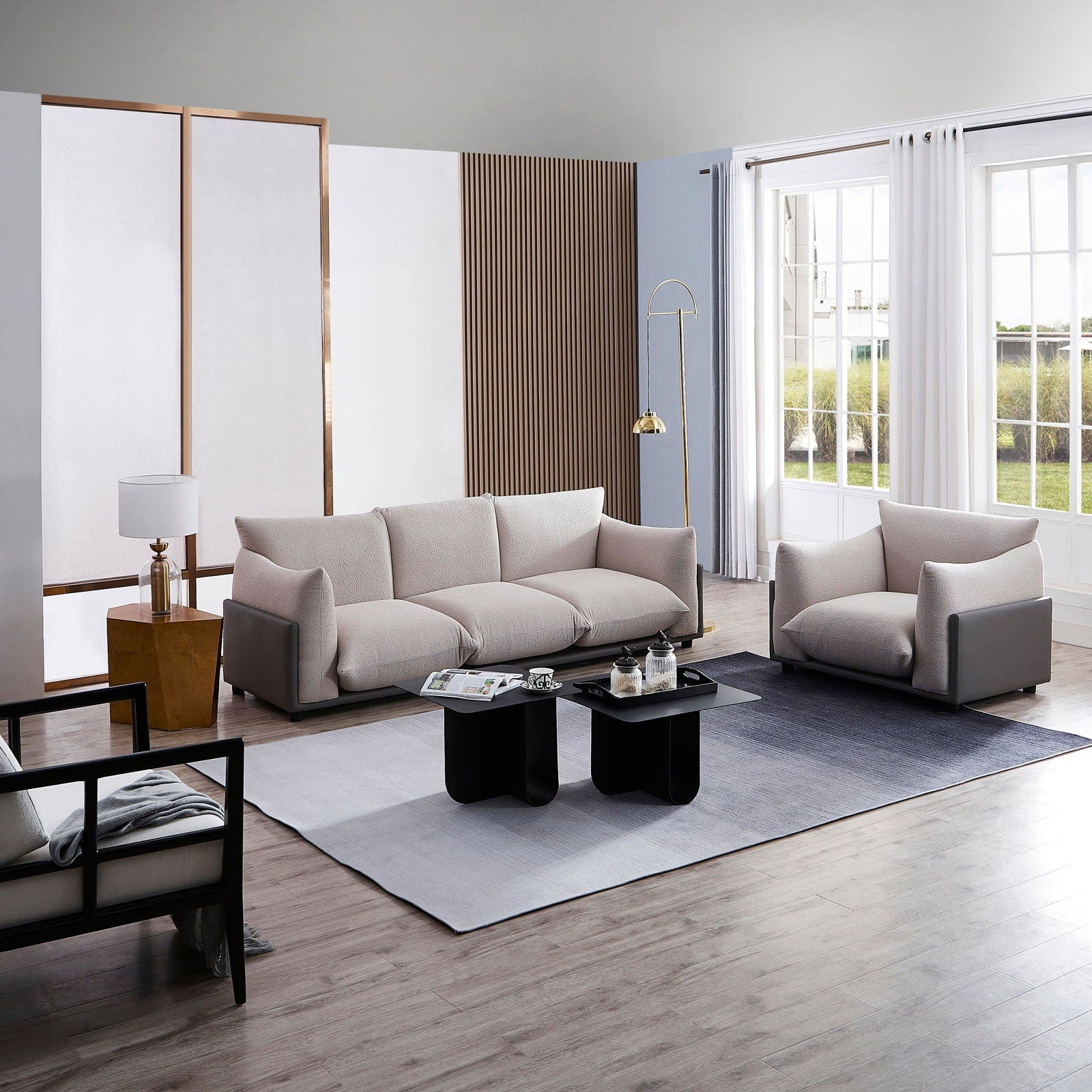 The Puff 3 Seater Boucle Sofa - Dove Grey BUBULAND HOME