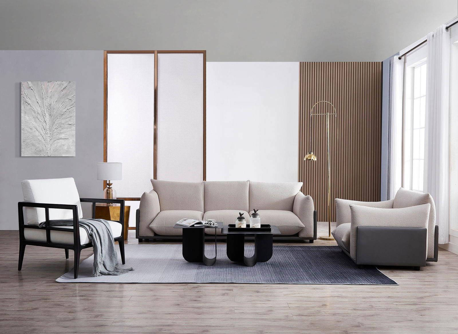 The Puff 3 Seater Boucle Sofa - Dove Grey BUBULAND HOME