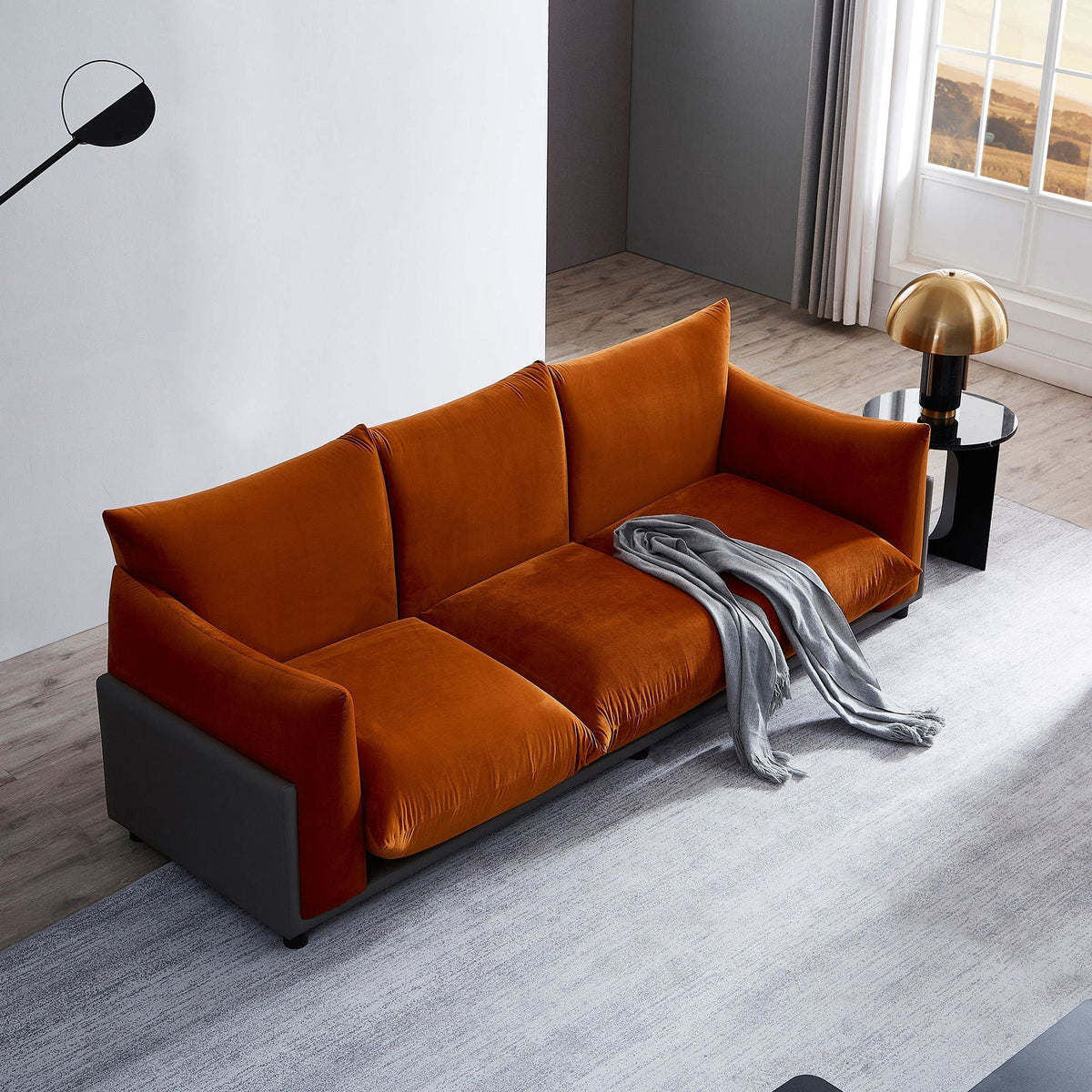 The Puff 3 Seater Velvet Sofa - Burnt Orange BUBULAND HOME