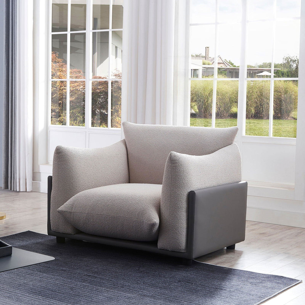 The Puff Boucle Occasional Chair - Light Grey BUBULAND HOME