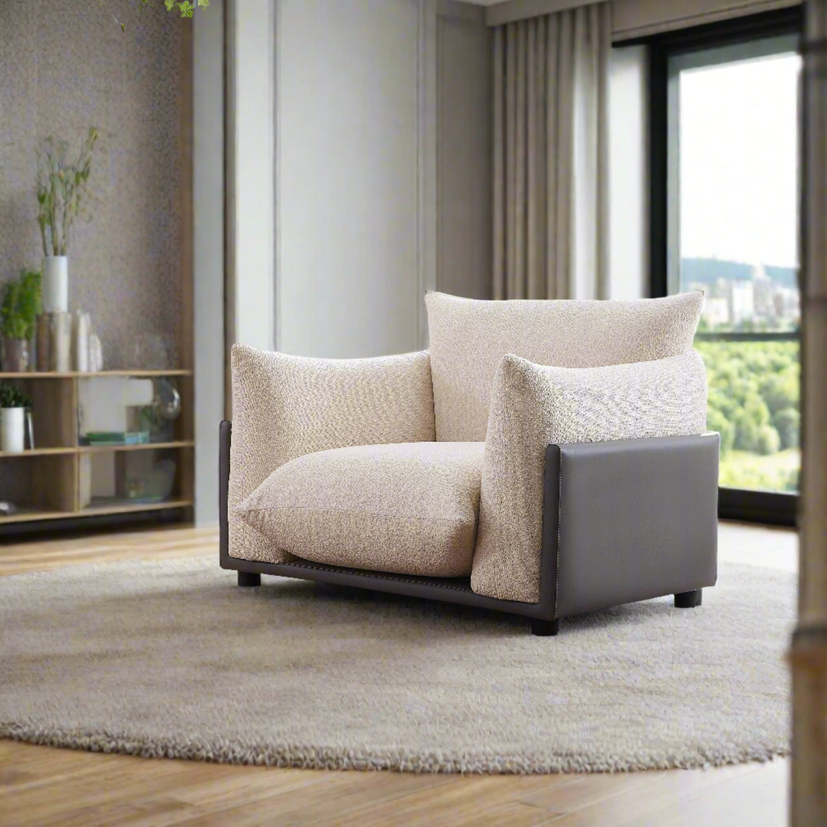 The Puff Boucle Occasional Chair - Natural White BUBULAND HOME