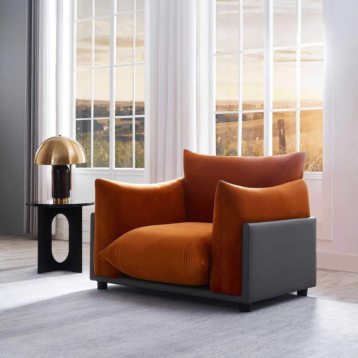 The Puff Velvet Occasional Chair - Burnt Orange BUBULAND HOME