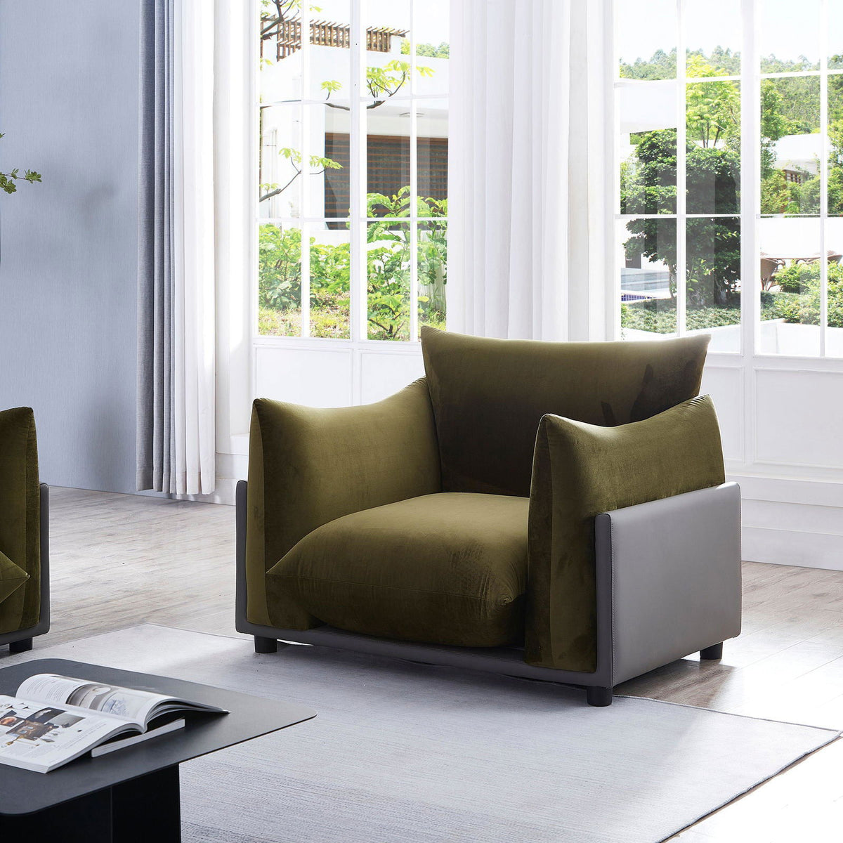The Puff Velvet Occasional Chair - Moss Green - sofa Moss Green Velvet BUBULAND HOME