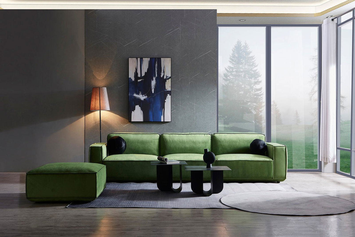 Tofu Modular Velvet Sofa - Olive Green - sofa 4 Seater (Left + Right Arm + Armless Seat) / Olive Green Velvet BUBULAND HOME