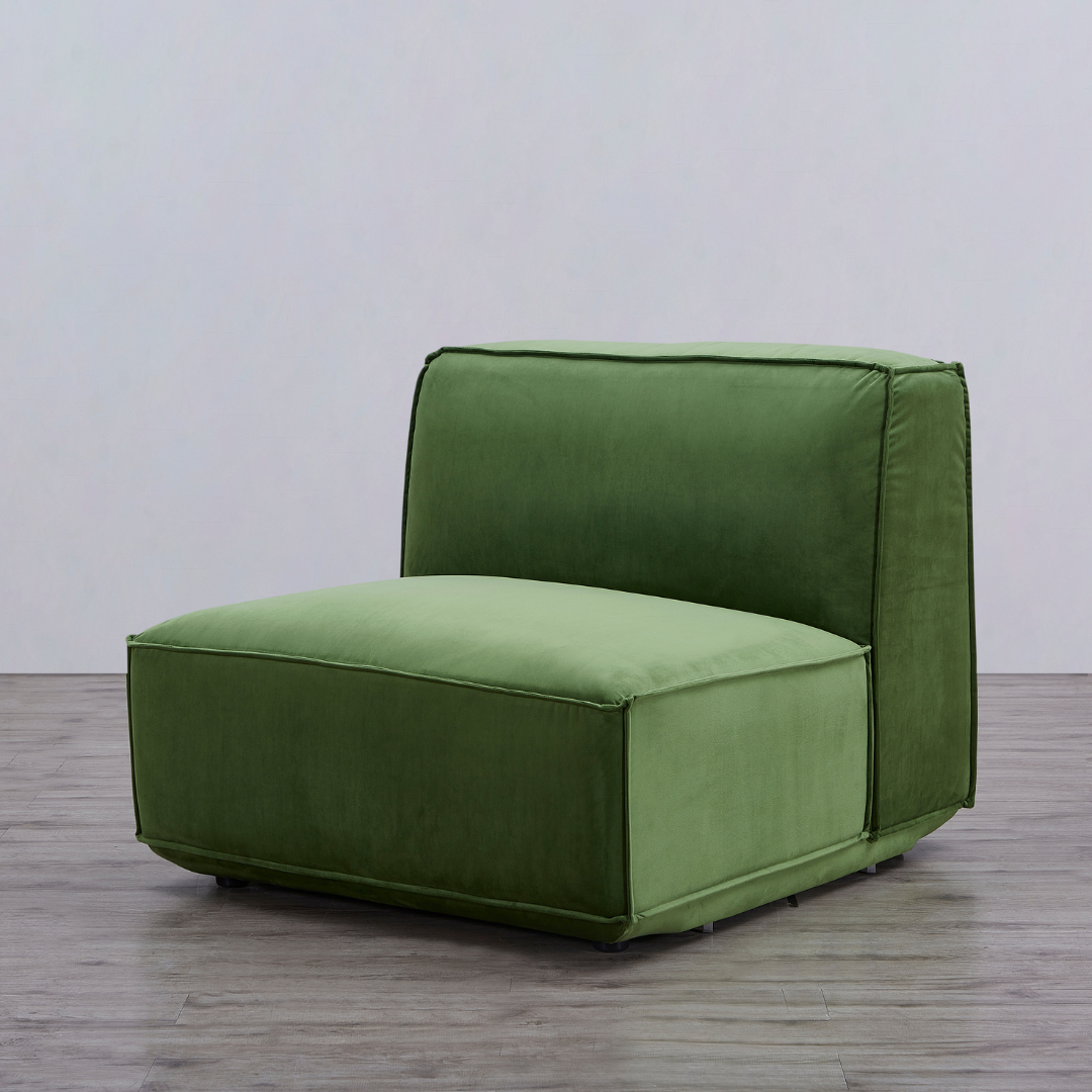 Tofu Velvet Armless Seat - Olive Green BUBULAND HOME