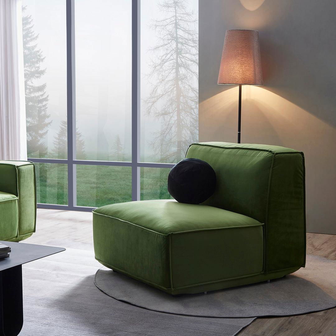 Tofu Velvet Armless Seat - Olive Green BUBULAND HOME