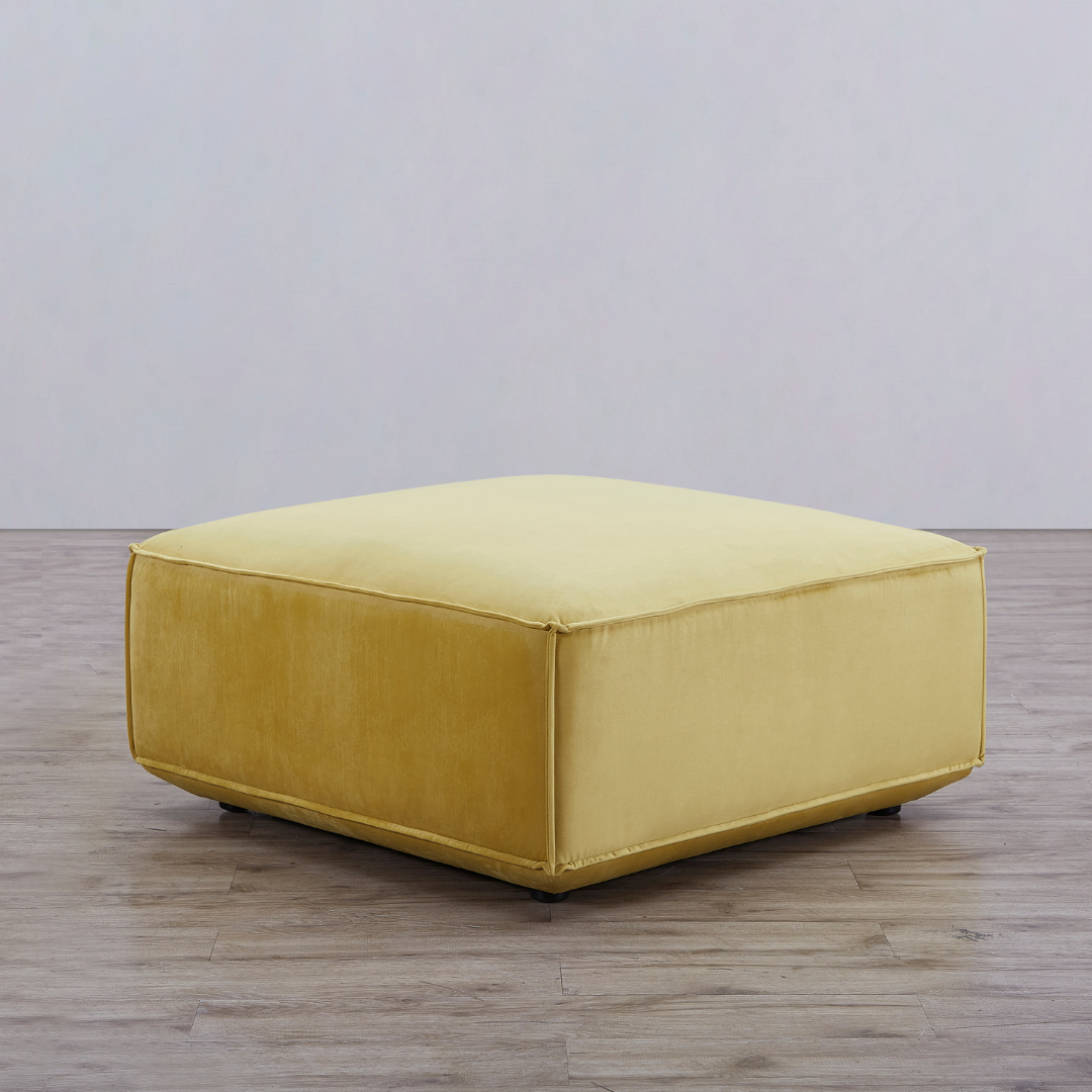 Tofu Velvet Ottoman - Mustard Yellow BUBULAND HOME