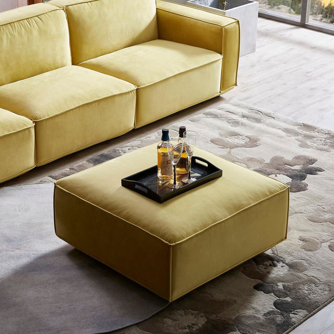 Tofu Velvet Ottoman - Mustard Yellow BUBULAND HOME