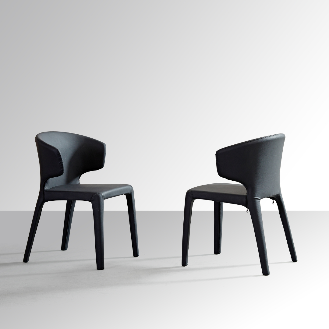 Toorak Dining Chair - Black Faux Leather - dining chair Black BUBULAND HOME