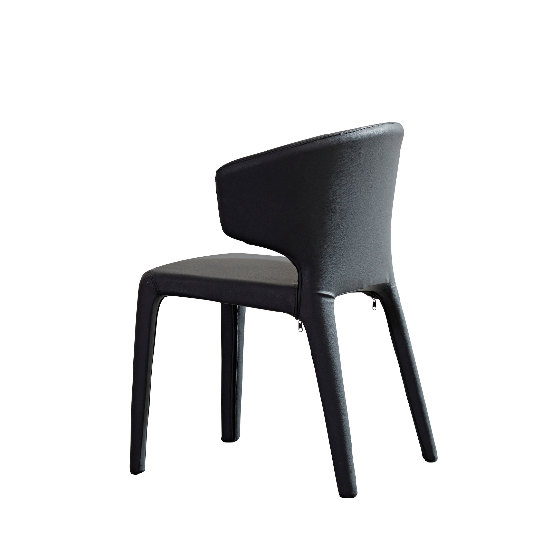 Toorak Dining Chair - Black Faux Leather - dining chair Black BUBULAND HOME