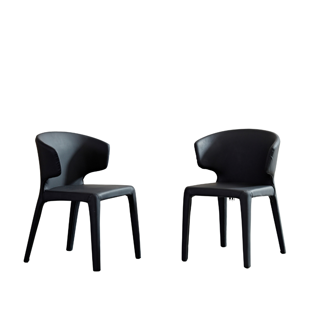 Toorak Dining Chair - Black Faux Leather - dining chair Black BUBULAND HOME