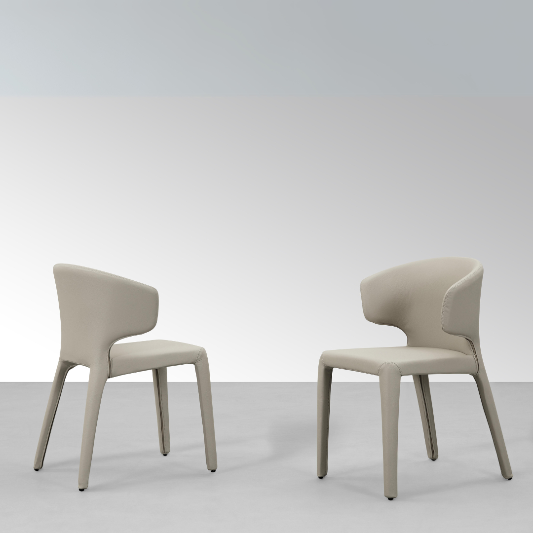 Toorak Dining Chair - Grey Faux Leather - dining chair Grey BUBULAND HOME