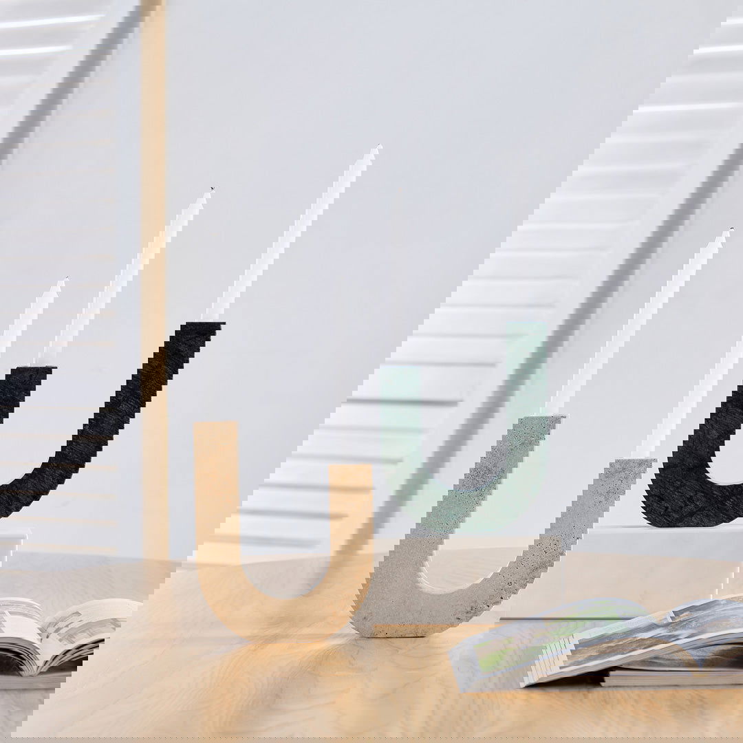 U-Shape Travertine & Marble Candle Holder - Homewares Travertine BUBULAND HOME