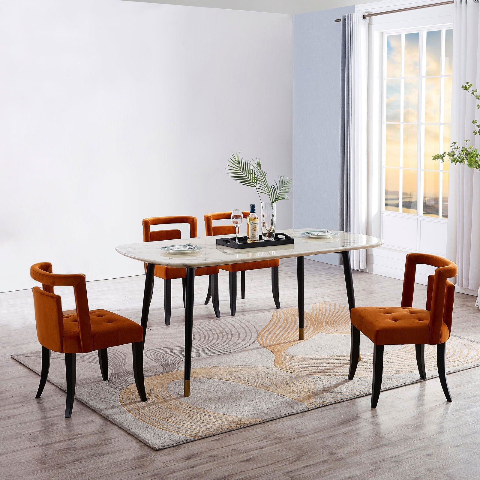 Valor Burnt Orange Dining Chair | Set of 2 - Kitchen & Dining Room Chairs Burnt Orange BUBULAND HOME
