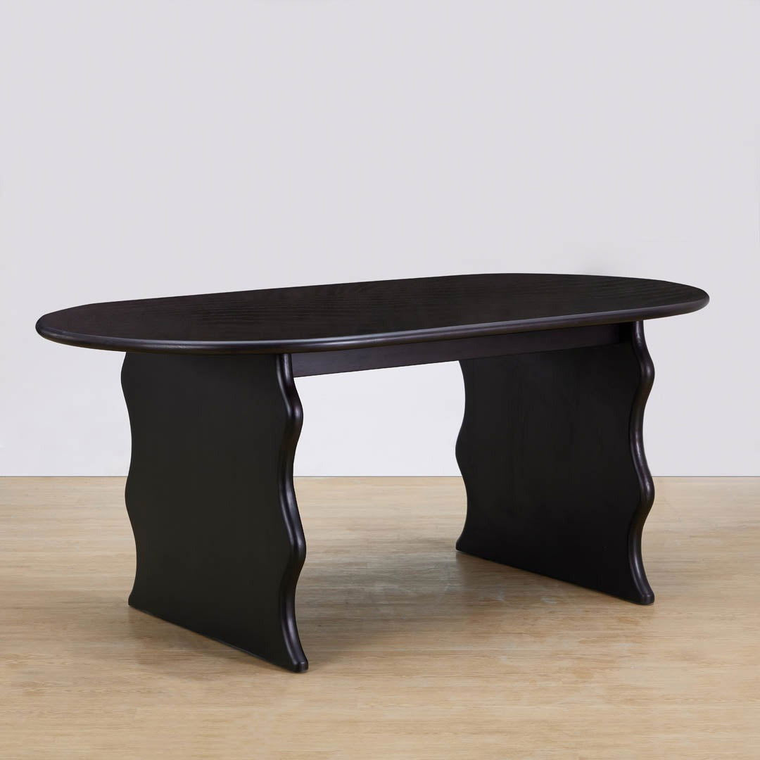 Wave Hardwood Oval Dining Table - Black BUBULAND HOME