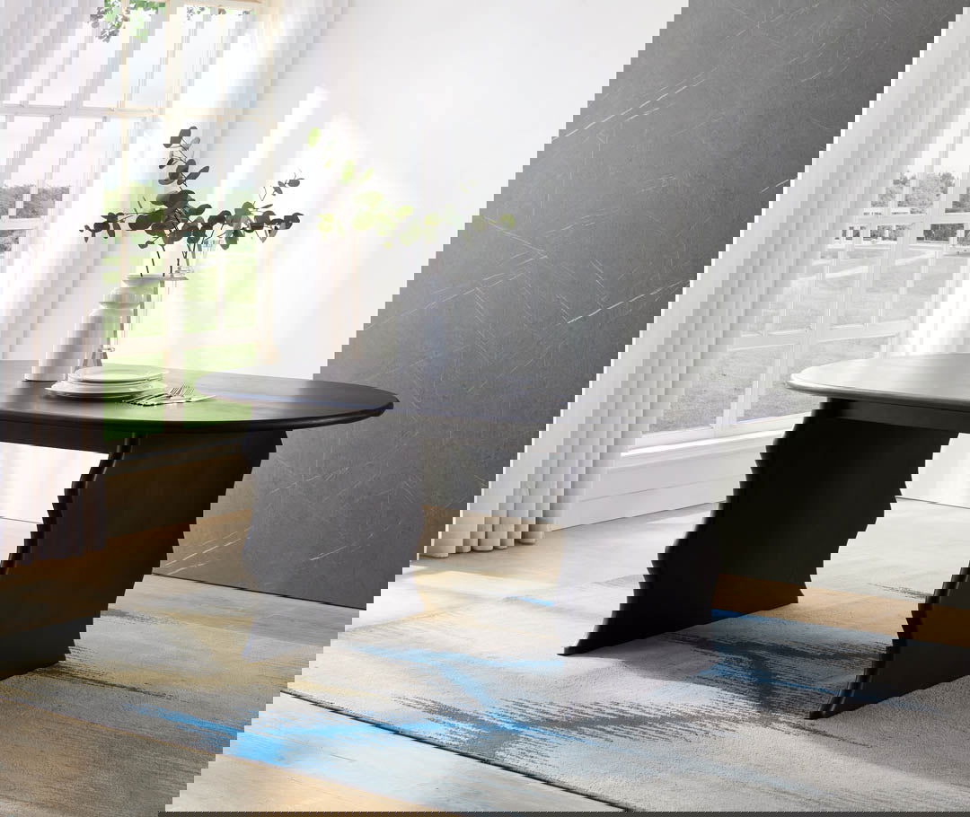 Wave Hardwood Oval Dining Table - Black BUBULAND HOME