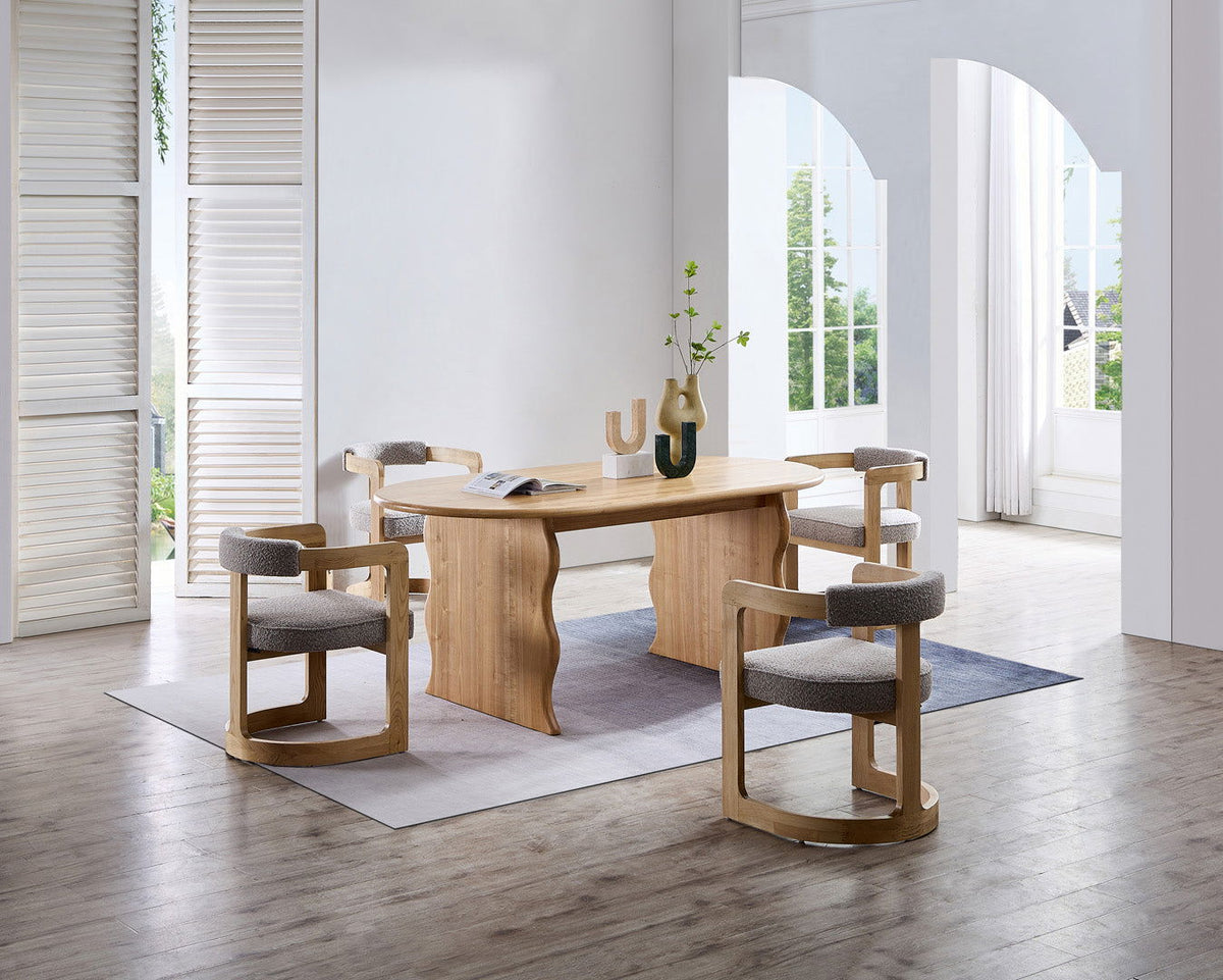 Wave Hardwood Oval Dining Table - Natural - Kitchen & Dining Room Tables 180cm W x 100cm D x 760cm H BUBULAND HOME