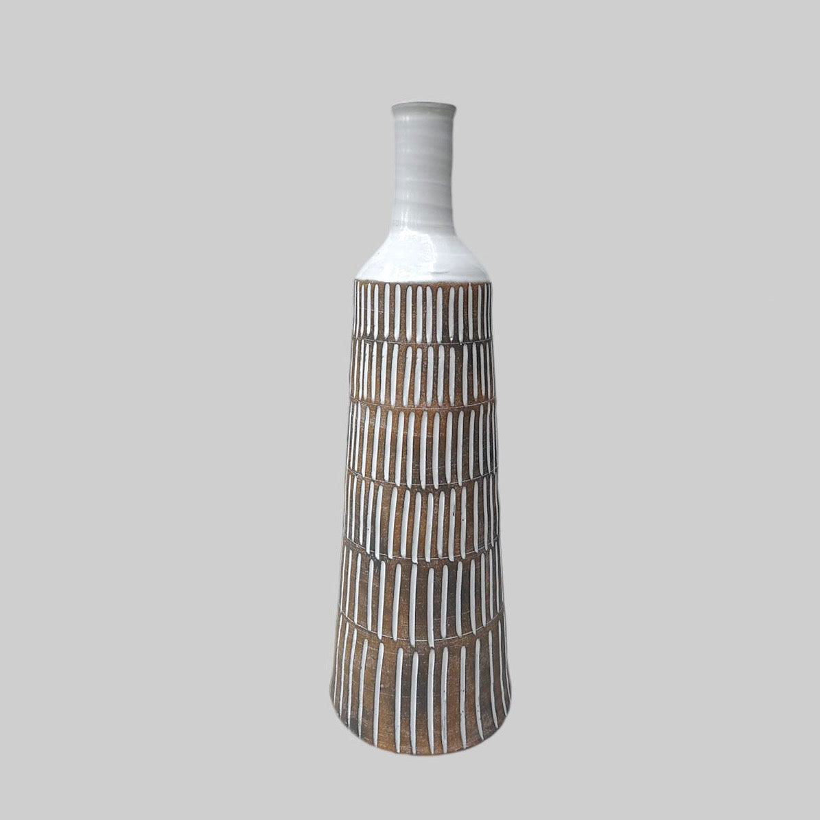 White and Brown Floor Vase - vases Default Title BUBULAND HOME