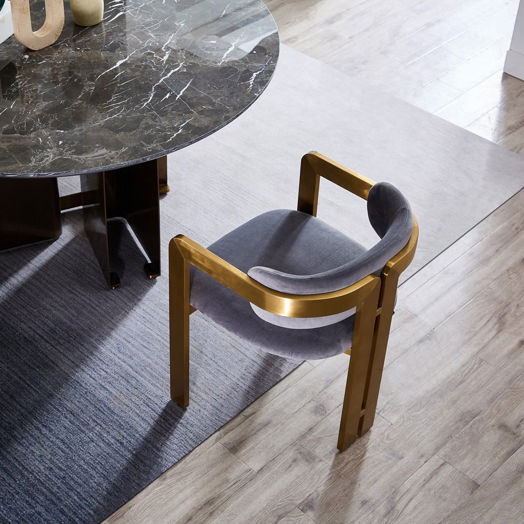 Amelia Brass & Velvet Dining Chair - dining chair Brass BUBULAND HOME