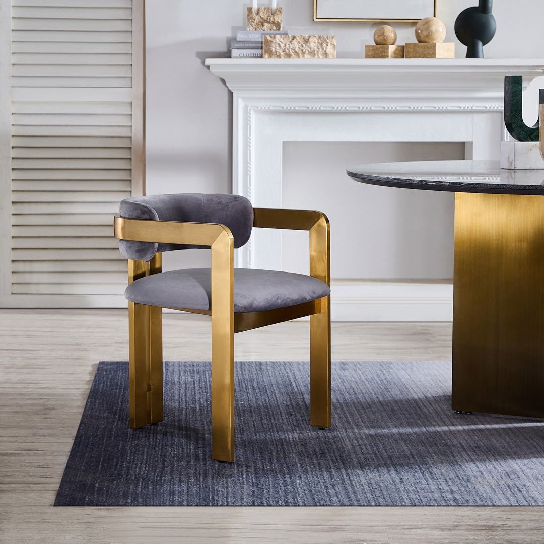Amelia Brass & Velvet Dining Chair - dining chair Brass BUBULAND HOME
