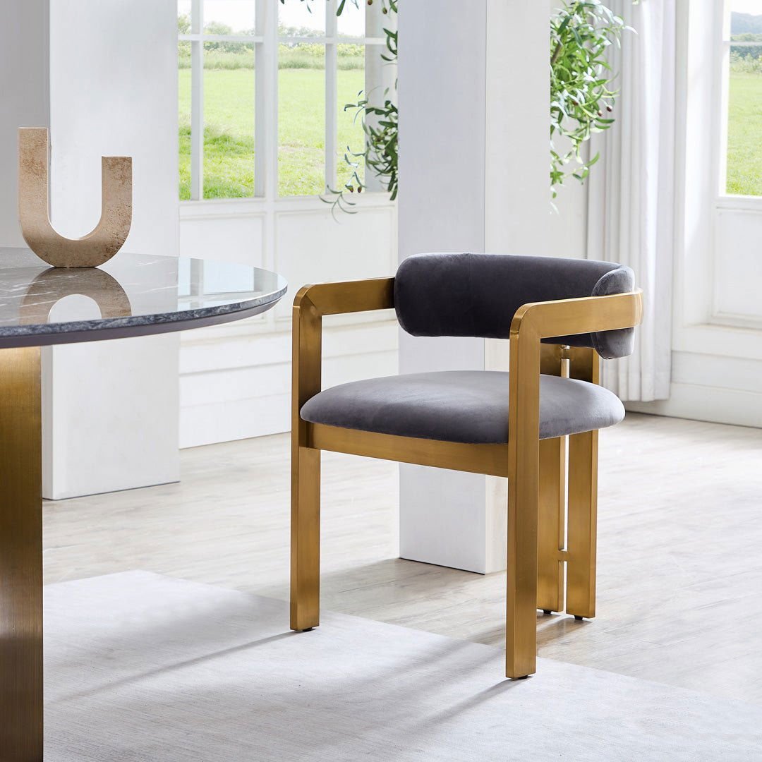 Amelia Brass & Velvet Dining Chair - dining chair Brass BUBULAND HOME
