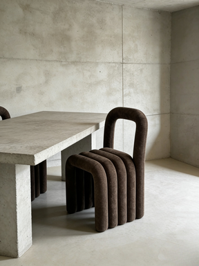 Arch Ribbed Dining Chair | Brown Velvet