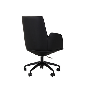 Imperial Low Office Chair - Black Faux Leather in Grey Background