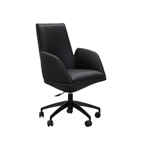 Imperial Low Office Chair - Black Faux Leather in White Background