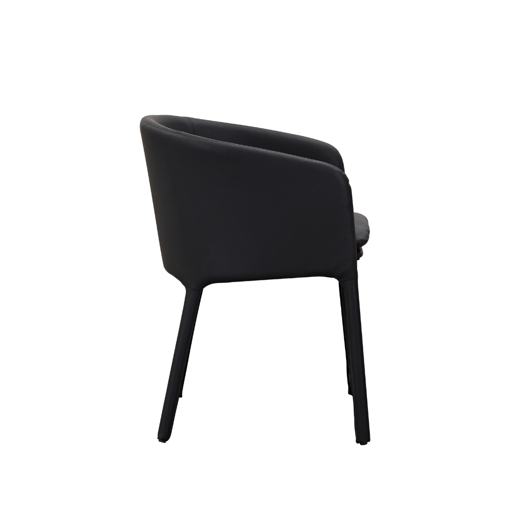 Goblet Dining Chair - Black Faux Leather in White Background