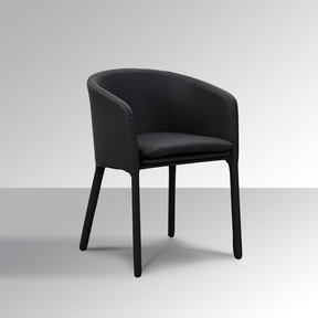 Goblet Dining Chair - Black Faux Leather in Grey Background
