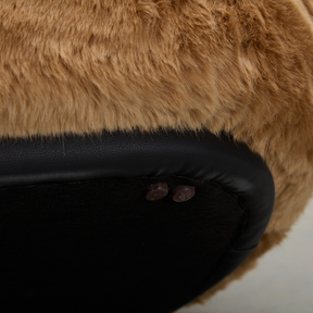 Glamour Long Oval Ottoman - Caramel Faux Fur Detail