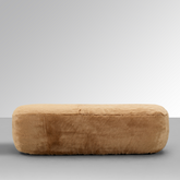 Glamour Long Oval Ottoman - Caramel Faux Fur in Grey Background