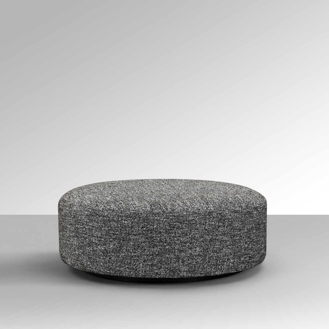 Moon Round Ottoman - Dual Colours Black/White in Grey Background