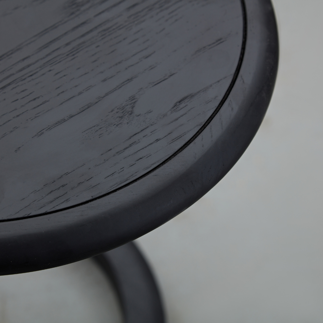 Loop Black C-Shape Timber Side Table Detail