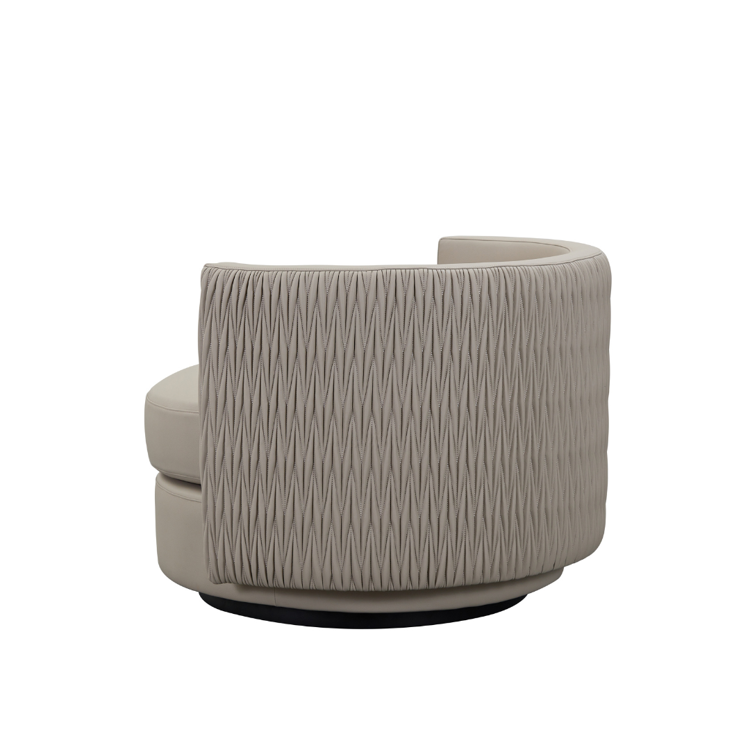 Dutti Swivel Armchair - Grey Faux Leather with Pinched Plate